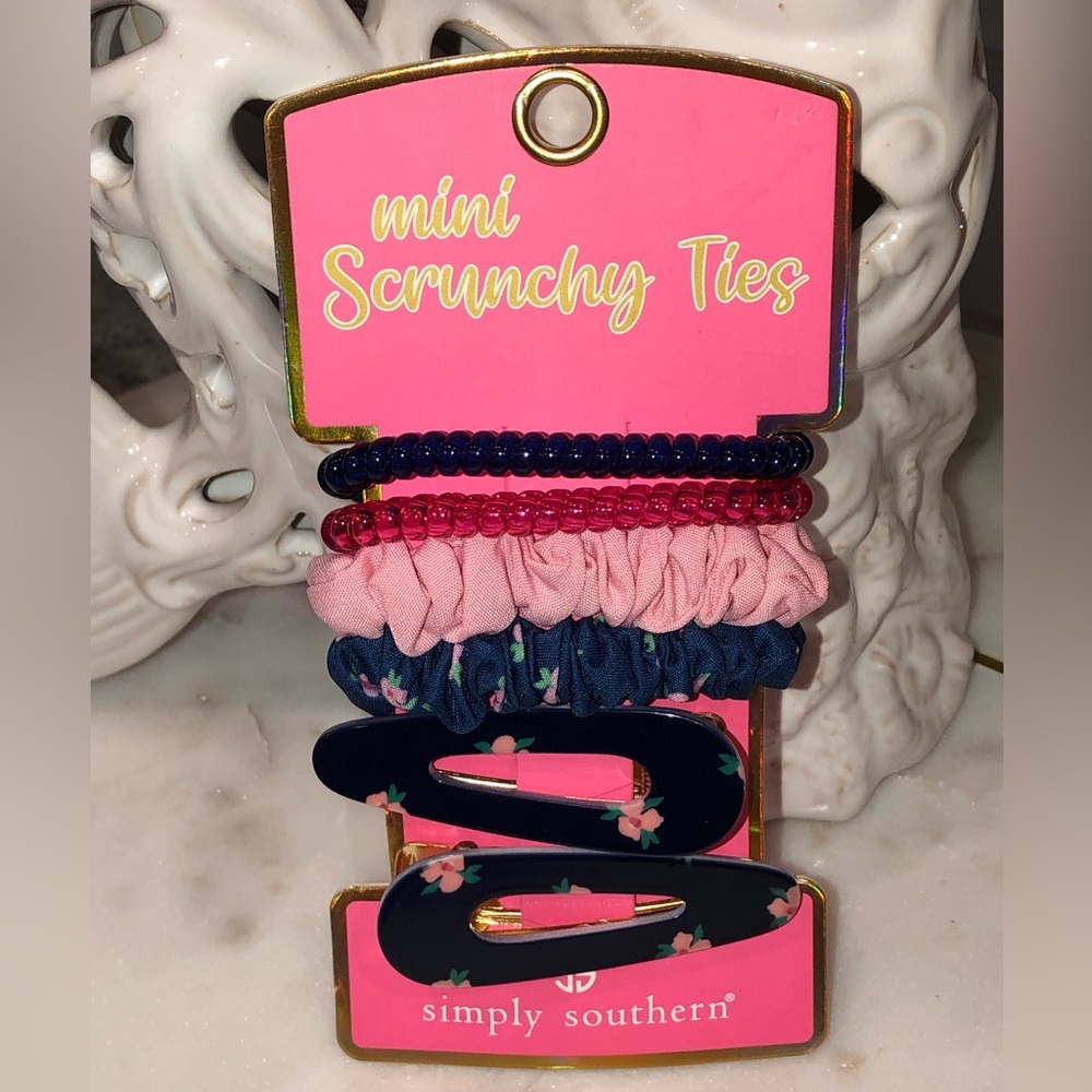 ✨NWT✨ Simply Southern Mini Hair Scrunchy Ties & Barrettes - Floral